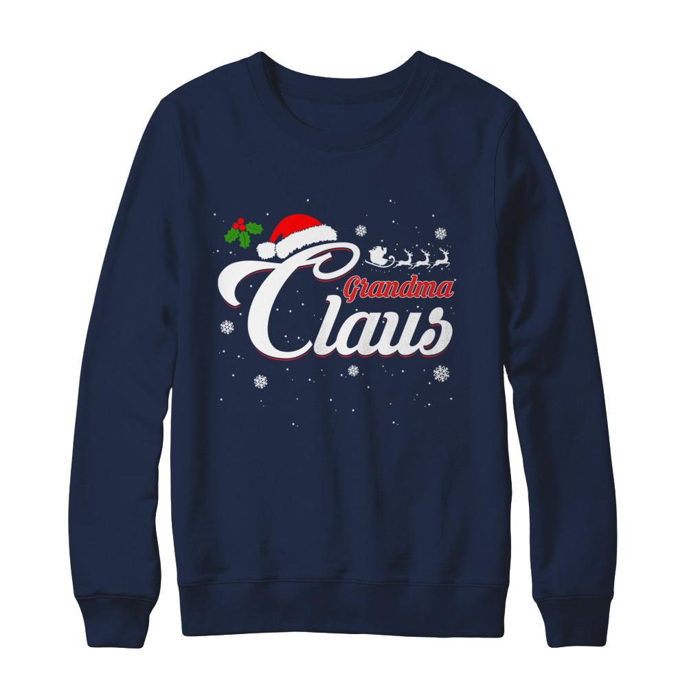Matching Family Christmas Grandma Claus-T-Shirt & Sweatshirt-Crewneck Sweatshirt-Navy