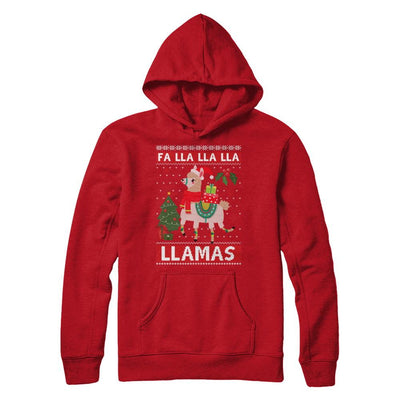 Fa Lla Lla Llama Christmas Singing Cute Ugly Sweater-T-Shirt & Sweatshirt-Pullover Hoodie-Red