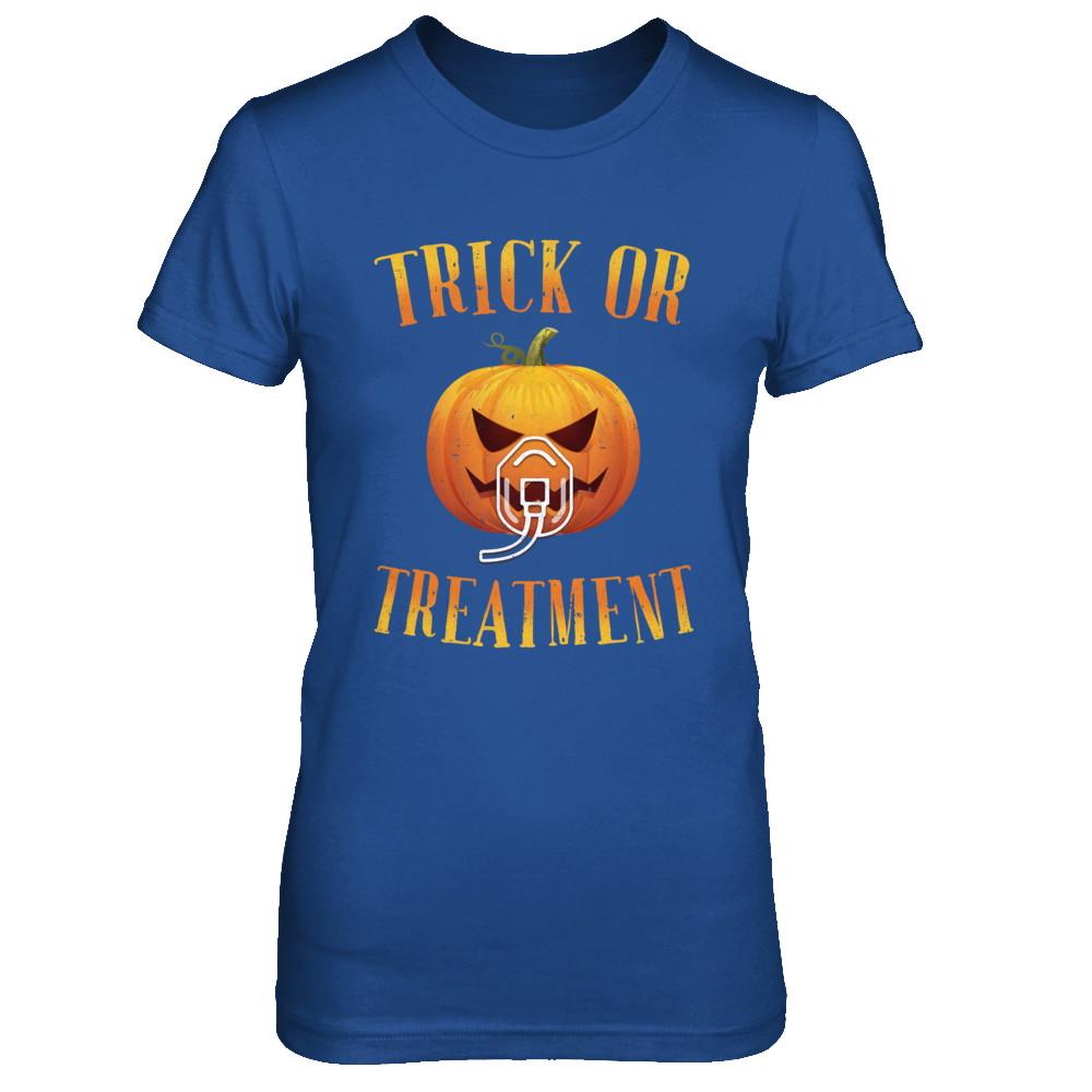 Trick Or Treatment Respiratory Therapist Nurse Halloween-T-Shirt & Hoodie-Women's T-Shirt-Royal