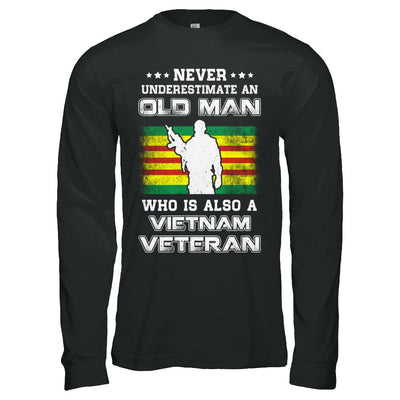 Never Underestimate An Old Man Vietnam Veteran-T-Shirt & Hoodie-Long Sleeve T-Shirt-Black