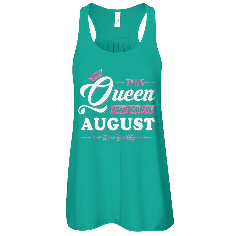 This Queen Was Born In August-T-Shirt & Tank Top-Women's Flowy Racerback Tank-Kelly