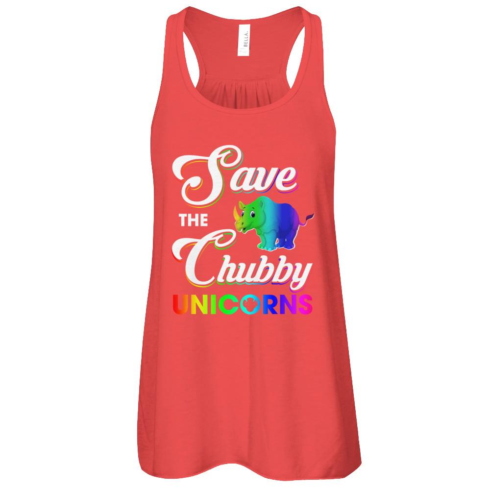 Save The Chubby Unicorns Rhino-T-Shirt & Tank Top-Women's Flowy Racerback Tank-Red