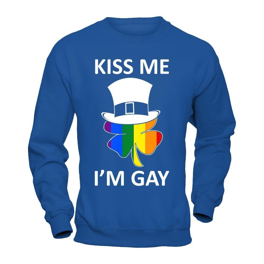 Kiss Me I'm Gay Lgbt St Patrick's Day-T-Shirt & Hoodie-Crewneck Sweatshirt-Royal