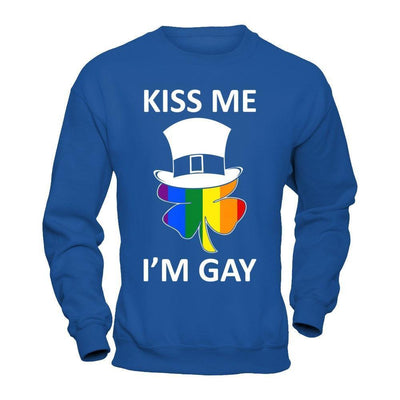 Kiss Me I'm Gay Lgbt St Patrick's Day-T-Shirt & Hoodie-Crewneck Sweatshirt-Royal