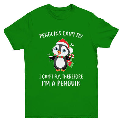Funny Penguin I Can't Fly Christmas Gift Youth-Youth Shirt-Youth T-Shirt-Irish Green