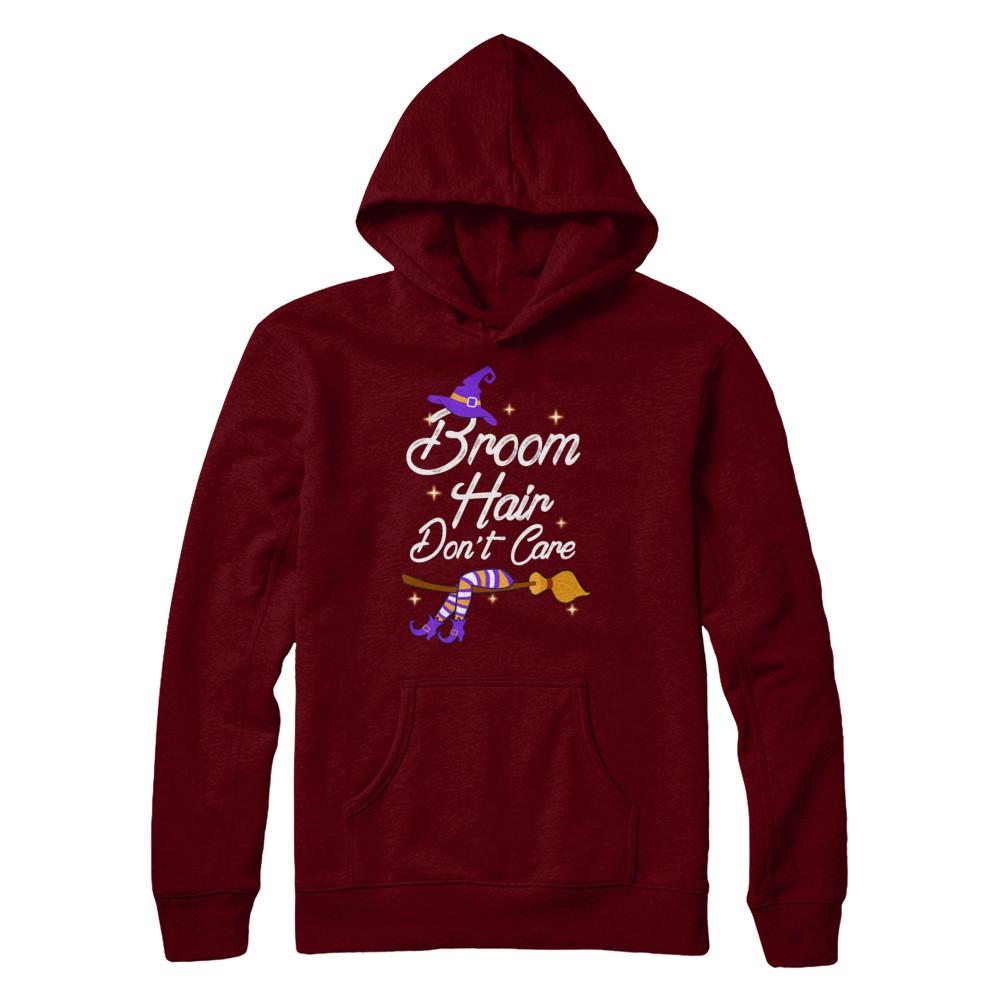 Broom Hair Don't Care Witch Halloween-T-Shirt & Hoodie-Pullover Hoodie-Maroon