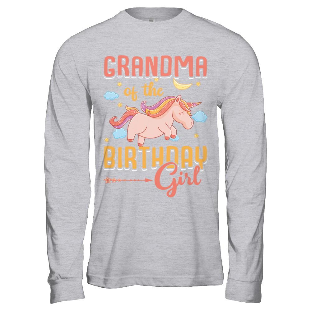 Grandma Of The Birthday Girl Unicorn-T-Shirt & Hoodie-Long Sleeve T-Shirt-Sport Grey
