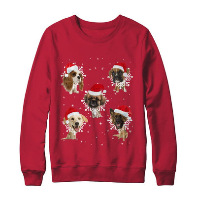 Cute Dog's Christmas Snowflakes Cat Claus-T-Shirt & Sweatshirt-Crewneck Sweatshirt-Red