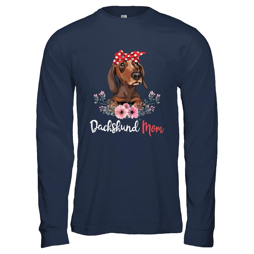 Dachshund Mom Gift For Women Dog Lover-T-Shirt & Hoodie-Long Sleeve T-Shirt-Navy
