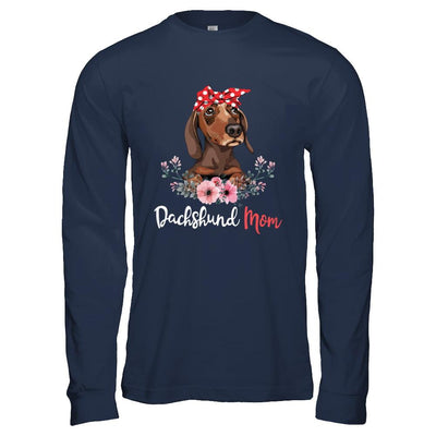 Dachshund Mom Gift For Women Dog Lover-T-Shirt & Hoodie-Long Sleeve T-Shirt-Navy
