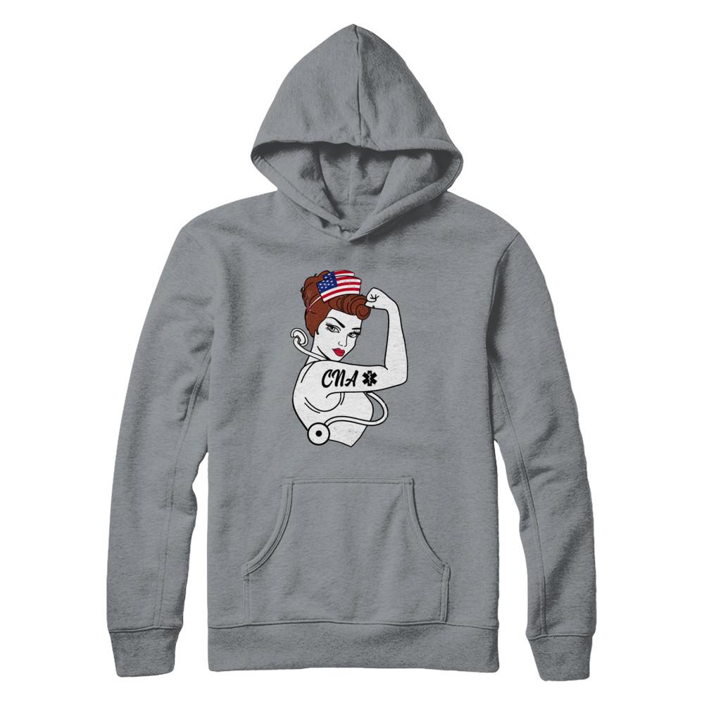 Nursing Strong Woman Cna Strong Nurse 4Th Of July-T-Shirt & Hoodie-Pullover Hoodie-Light Steel