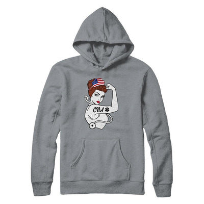 Nursing Strong Woman Cna Strong Nurse 4Th Of July-T-Shirt & Hoodie-Pullover Hoodie-Light Steel