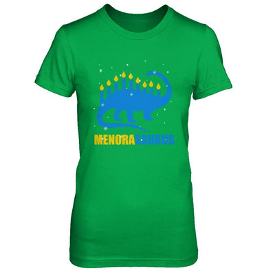 Funny Hanukkah Dinosaur Menorah Brontosaurus Menorasaurus-T-Shirt & Sweatshirt-Women's T-Shirt-Irish Green
