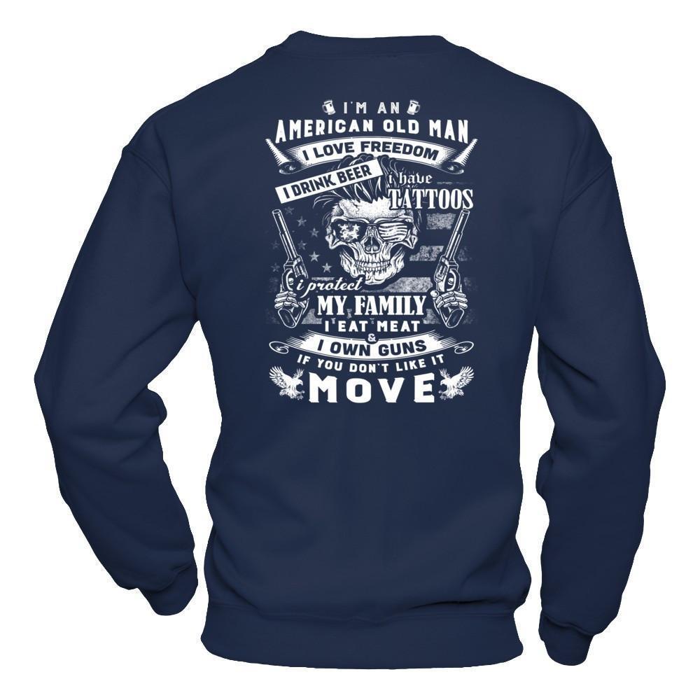 I'm An American Old Man-T-Shirt & Hoodie-Crewneck Sweatshirt-Navy
