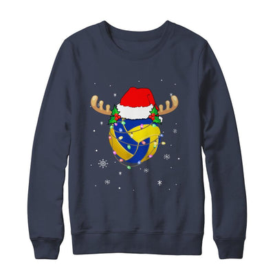 Santa Hat Volleyball Reindeer Christmas Gifts-T-Shirt & Sweatshirt-Crewneck Sweatshirt-Navy