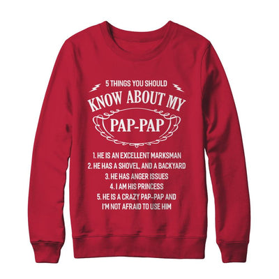 5 Things You Should Know About My Pap-Pap Granddaughter-T-Shirt & Sweatshirt-Crewneck Sweatshirt-Red