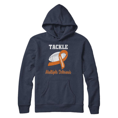 Football Survivor Tackle Orange Multiple Sclerosis Awareness-T-Shirt & Hoodie-Pullover Hoodie-Navy