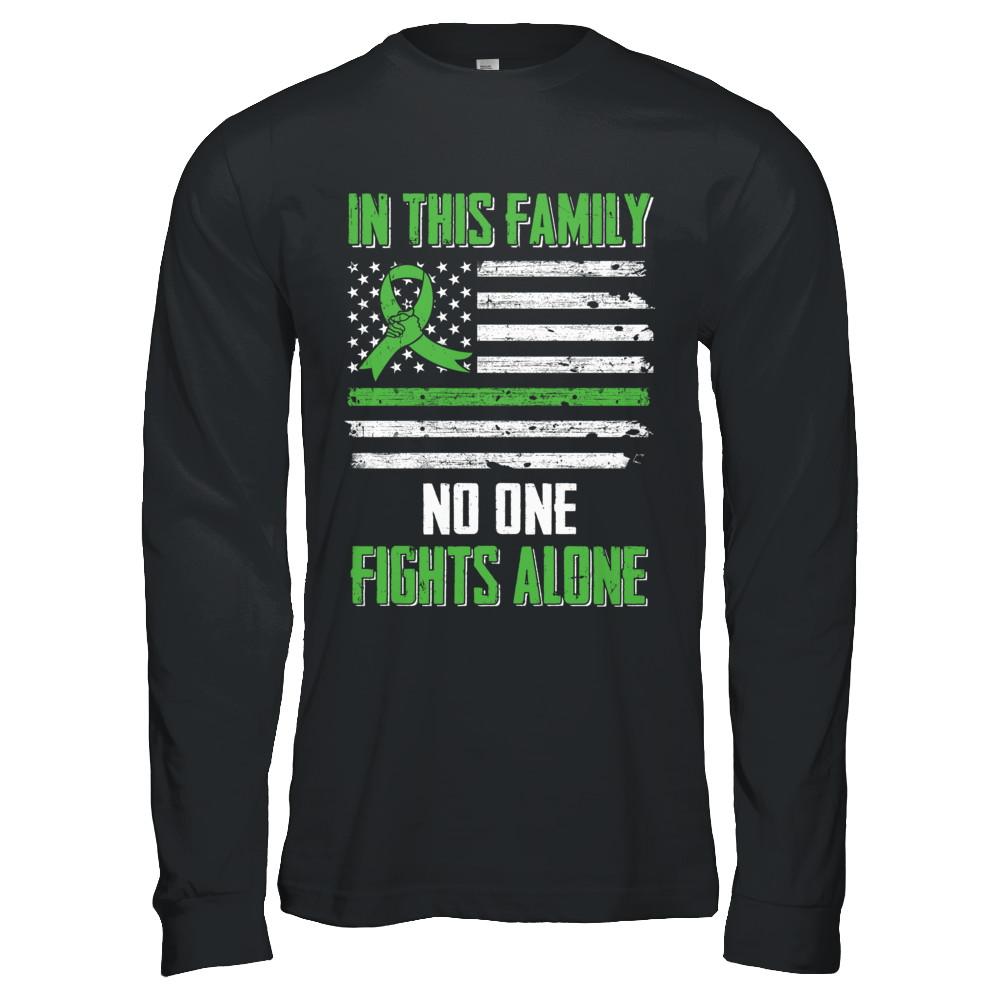 In This Family No One Fights Alone Liver Cancer Green-T-Shirt & Hoodie-Long Sleeve T-Shirt-Black