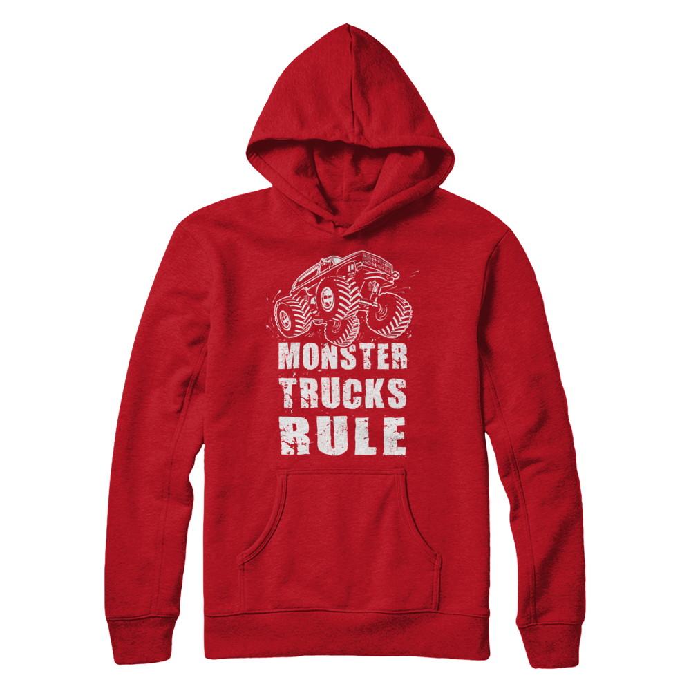 Monster Trucks Rule Mudding-T-Shirt & Hoodie-Pullover Hoodie-Red