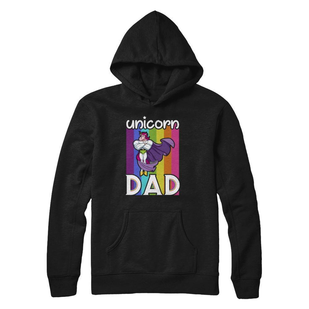 Funny Unicorn Dad-T-Shirt & Hoodie-Pullover Hoodie-Black
