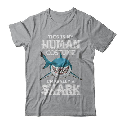 This Is My Human Costume I'm Really A Shark Halloween-T-Shirt & Hoodie-Classic T-Shirt-Sport Grey