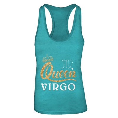 Queen Virgo Zodiac August September Birthday Gift-T-Shirt & Tank Top-Women's Ideal Racerback Tank-Tahiti Blue