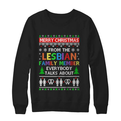 LGBT Merry Christmas From Lesbian Aunt Family Ugly Sweater-T-Shirt & Sweatshirt-Crewneck Sweatshirt-Black
