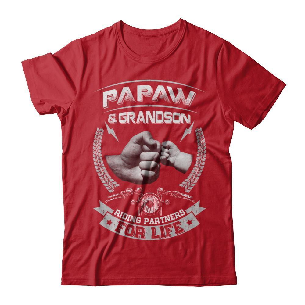 Motocross Papaw And Grandson Riding Partners For Life-T-Shirt & Hoodie-Classic T-Shirt-Red