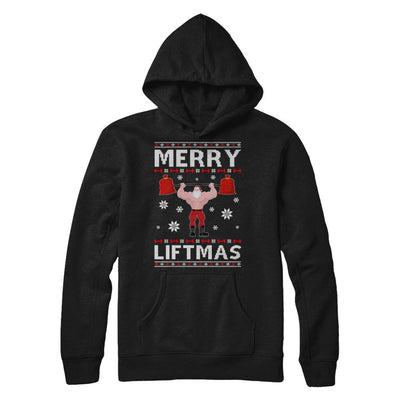 Christmas Merry Liftmas Santa Fitness Gym Ugly Sweater-T-Shirt & Sweatshirt-Pullover Hoodie-Black