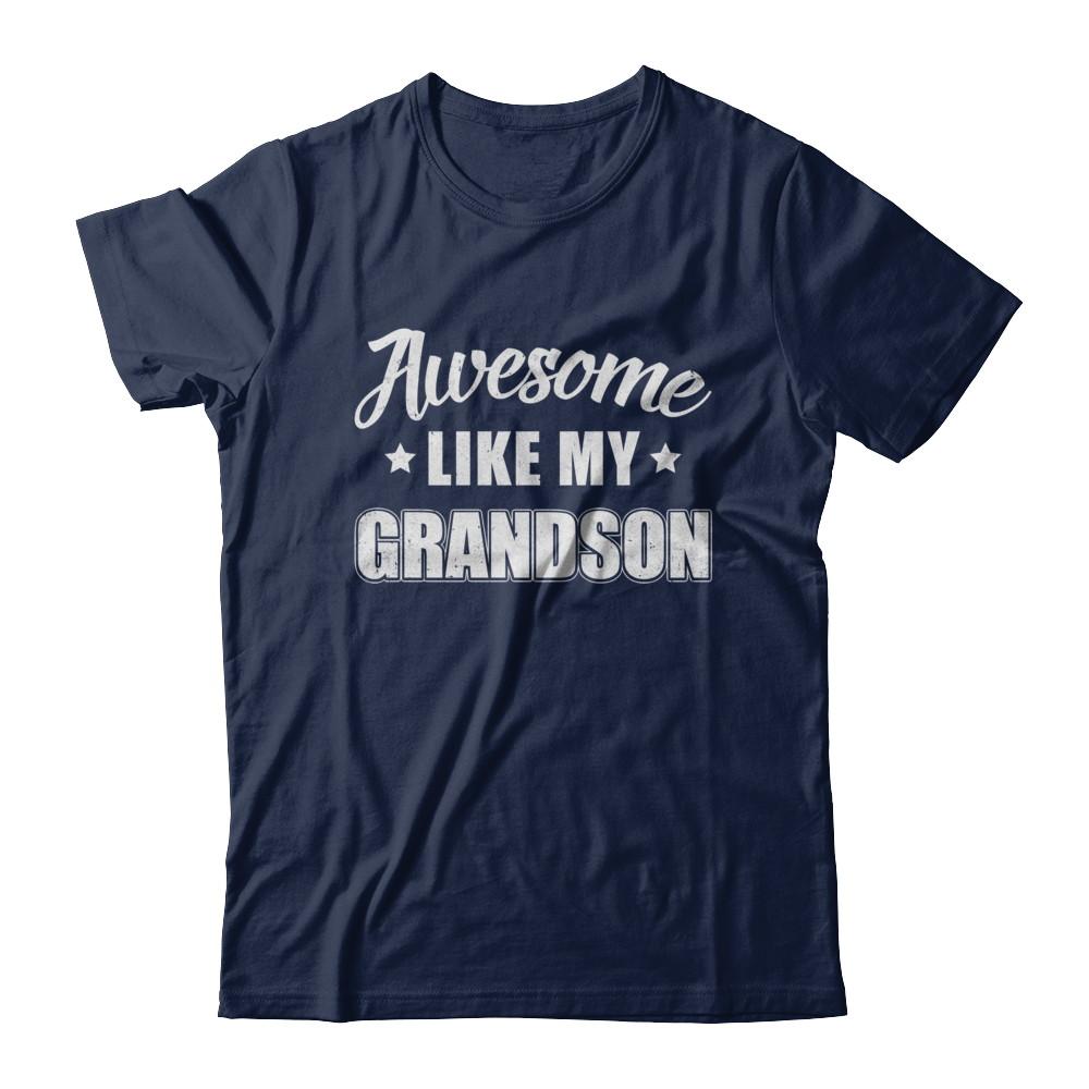 Awesome Like My Grandson Papa Grandma Fathers Mothers Day-T-Shirt & Hoodie-Classic T-Shirt-Navy