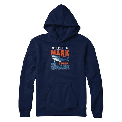 On Your Mark Tiger Shark Distressed-T-Shirt & Tank Top-Pullover Hoodie-Navy