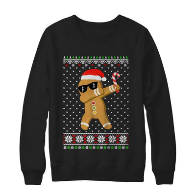 Dabbing Gingerbread Man Ugly Christmas Sweater-T-Shirt & Sweatshirt-Crewneck Sweatshirt-Black