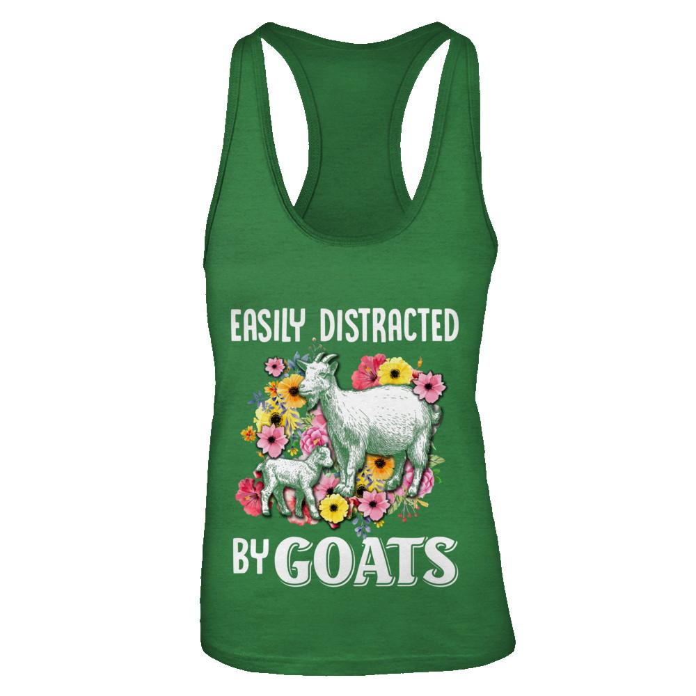 Easily Distracted By Goats-T-Shirt & Tank Top-Women's Ideal Racerback Tank-Kelly Green