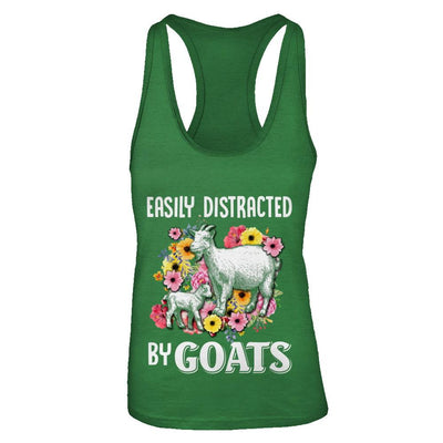 Easily Distracted By Goats-T-Shirt & Tank Top-Women's Ideal Racerback Tank-Kelly Green