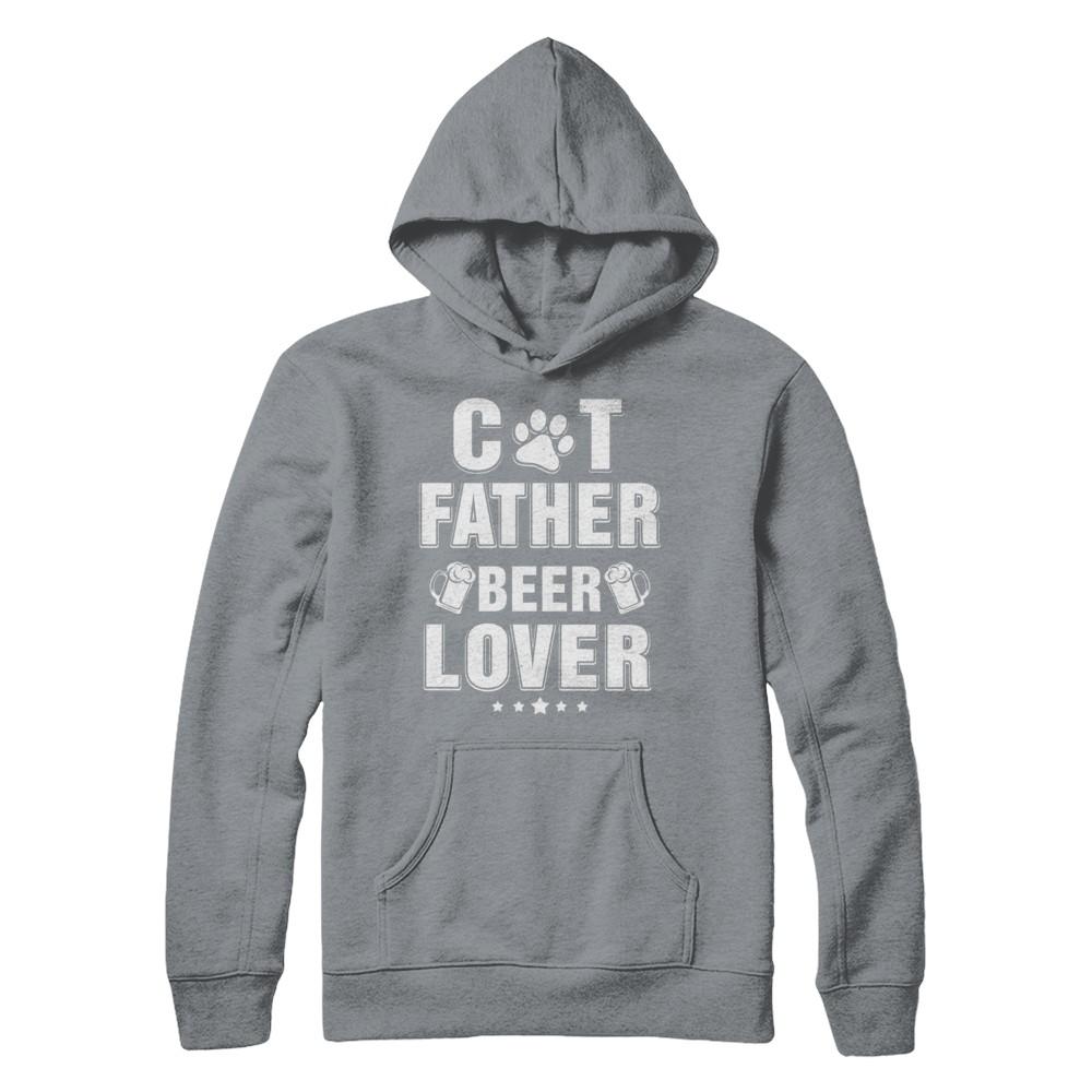 Cat Father Beer Lover Best Cat Dad Fathers Day-T-Shirt & Hoodie-Pullover Hoodie-Light Steel