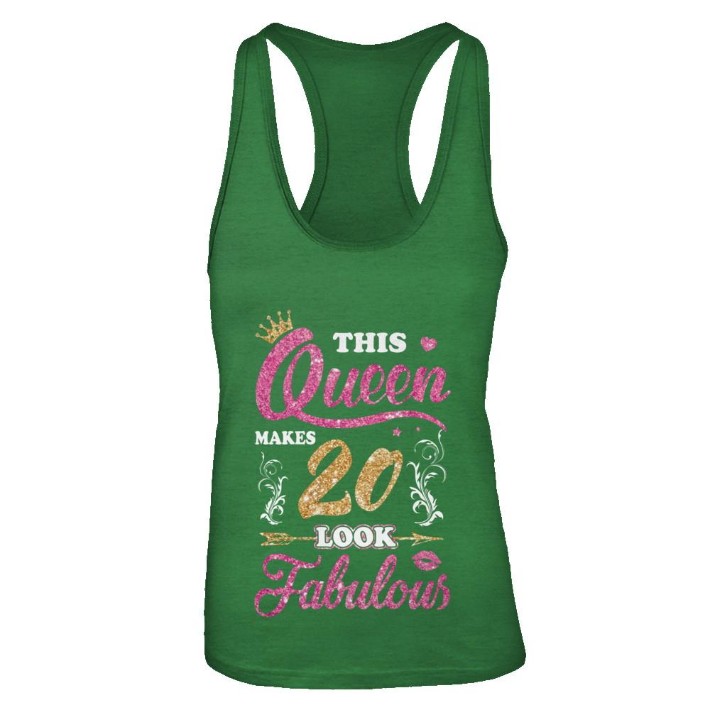 This Queen Makes 20 Look Fabulous 2001 20th Birthday-T-Shirt & Tank Top-Women's Ideal Racerback Tank-Kelly Green