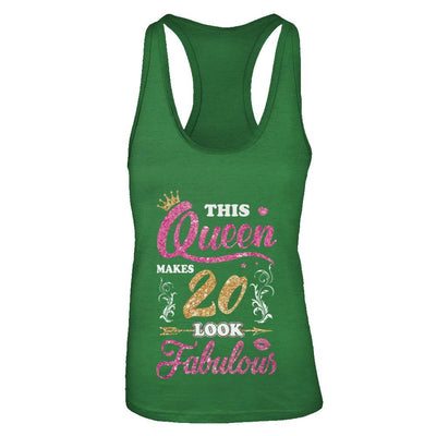 This Queen Makes 20 Look Fabulous 2001 20th Birthday-T-Shirt & Tank Top-Women's Ideal Racerback Tank-Kelly Green