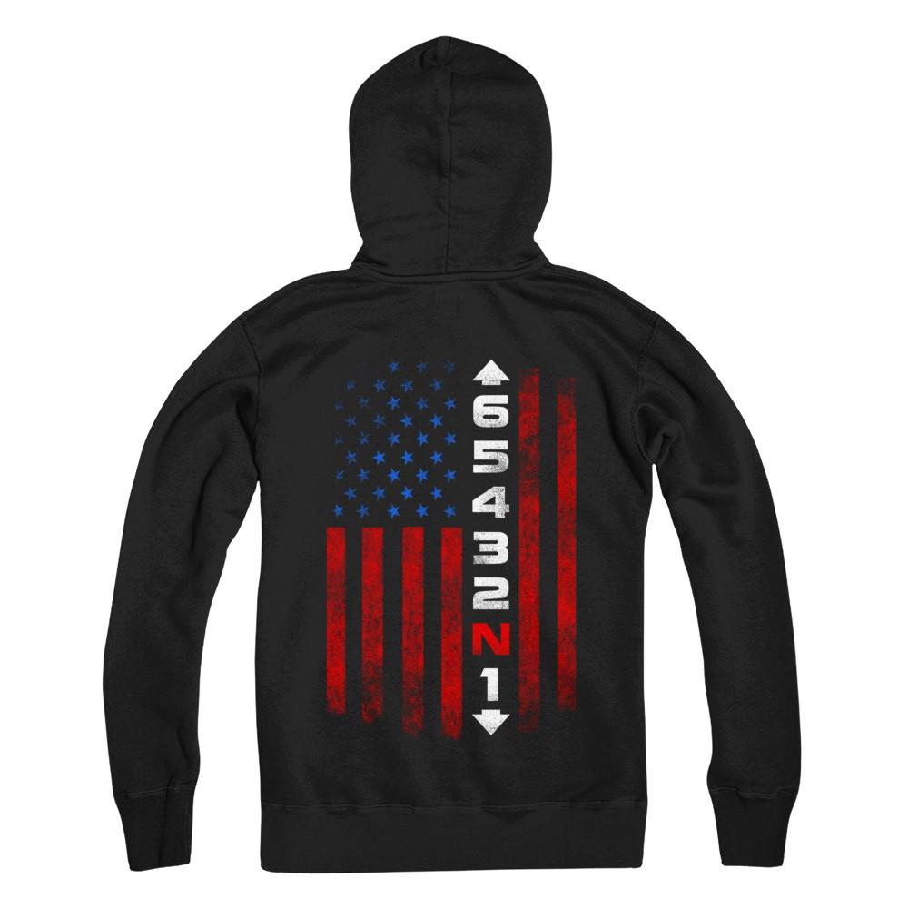 Motorcycle Gears Fun Motorbike American Us Flag-T-Shirt & Hoodie-Pullover Hoodie-Black