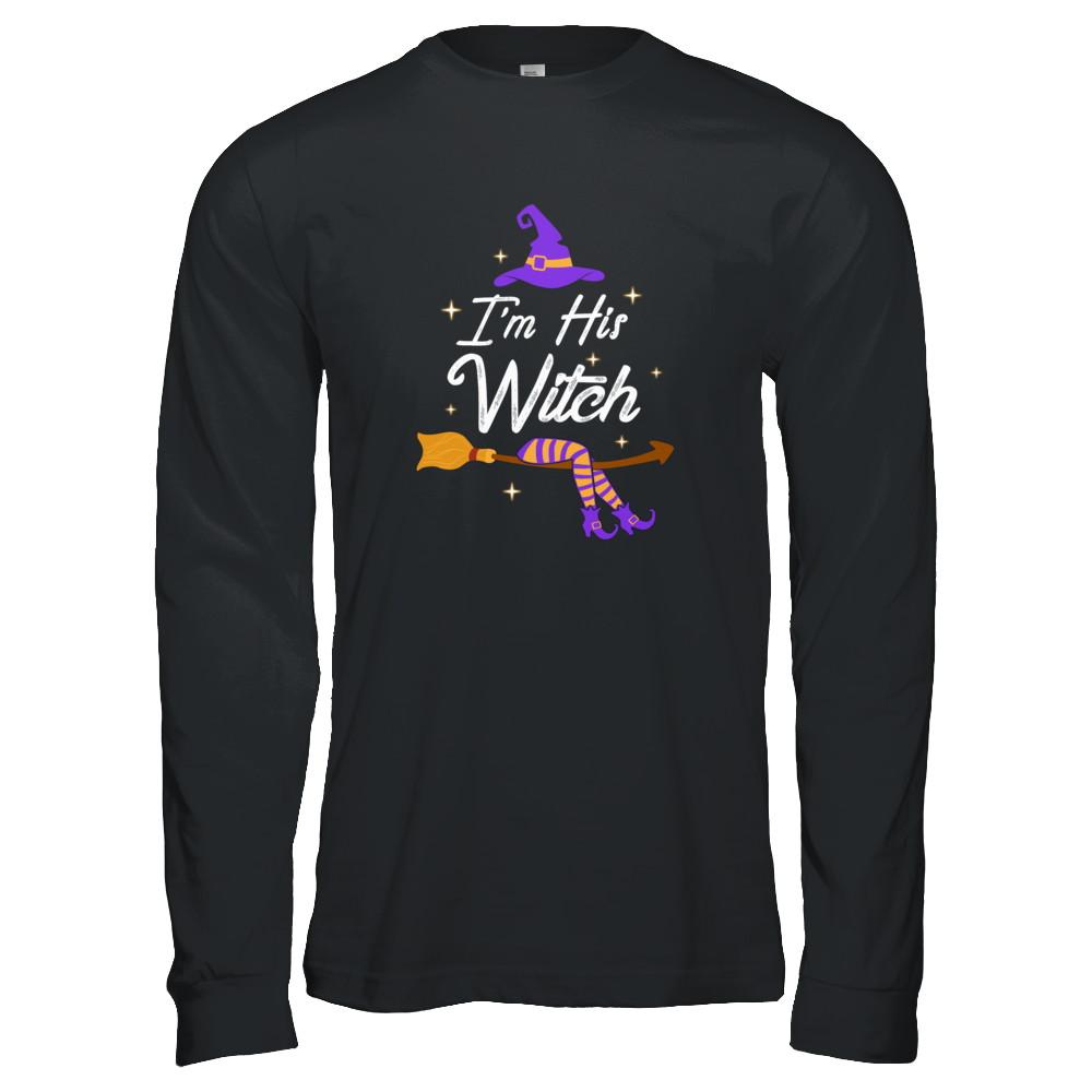 I'm His Witch Matching Boyfriends Husband Halloween-T-Shirt & Tank Top-Long Sleeve T-Shirt-Black