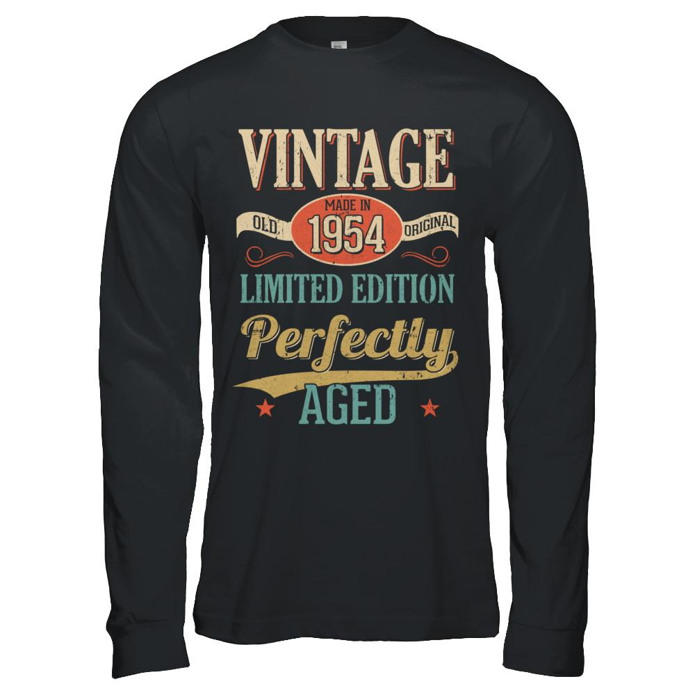 Vintage Premium Made In 1954 65Th Birthday Gift-T-Shirt & Hoodie-Long Sleeve T-Shirt-Black