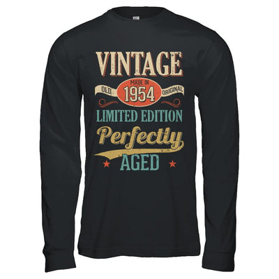 Vintage Premium Made In 1954 65Th Birthday Gift-T-Shirt & Hoodie-Long Sleeve T-Shirt-Black