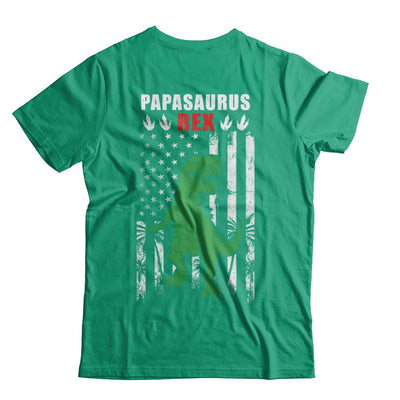 PapaSaurus Papa Dinosaur Rex American Flag Fathers Day-T-Shirt & Hoodie-Classic T-Shirt-Kelly Green