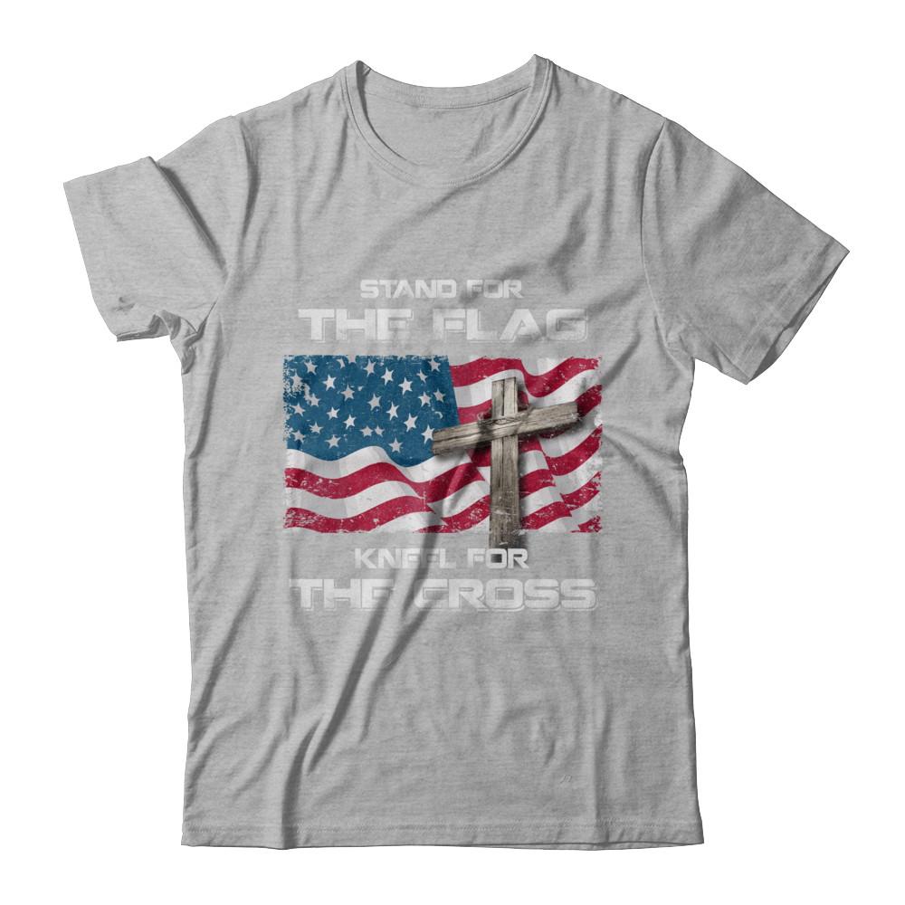 Stand For The Flag Kneel For The Cross-T-Shirt & Hoodie-Premium T-Shirt-Heather Gray