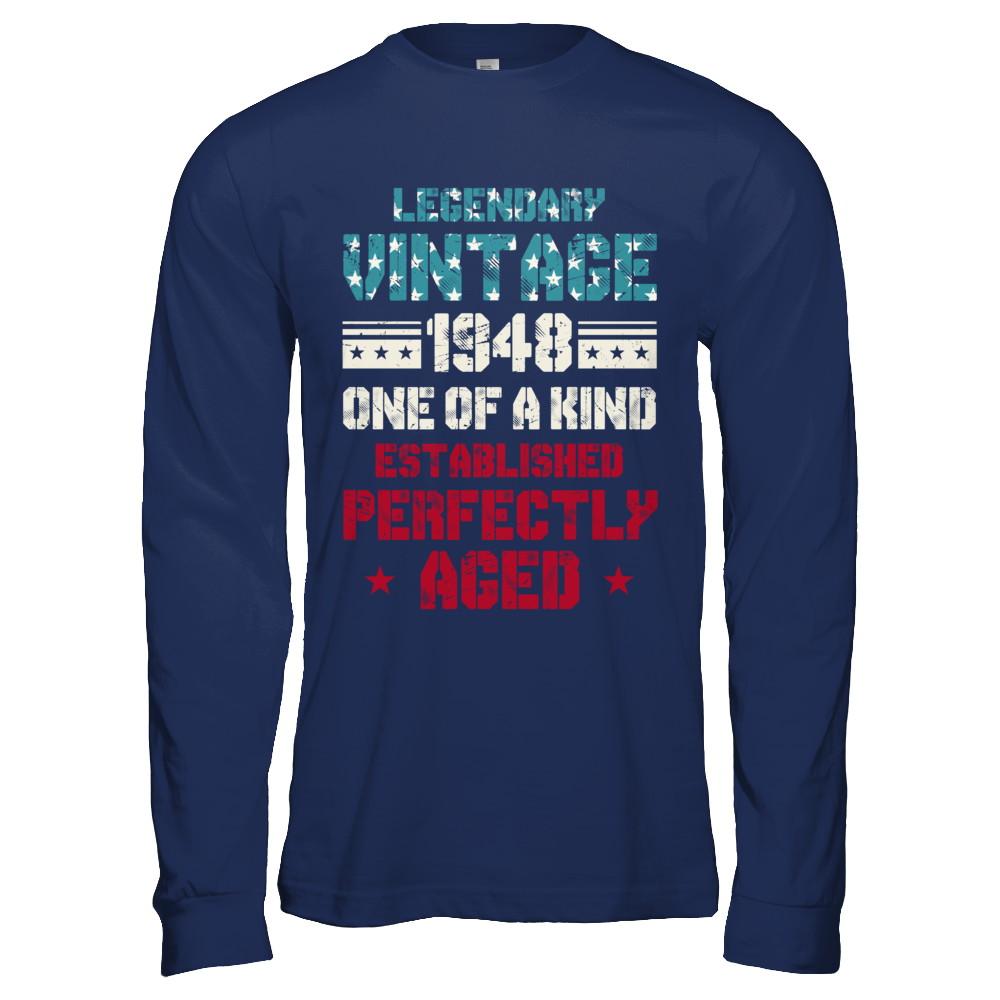 Legendary Vintage 1948 73th Years Old Birthday Gift-T-Shirt & Hoodie-Long Sleeve T-Shirt-Navy