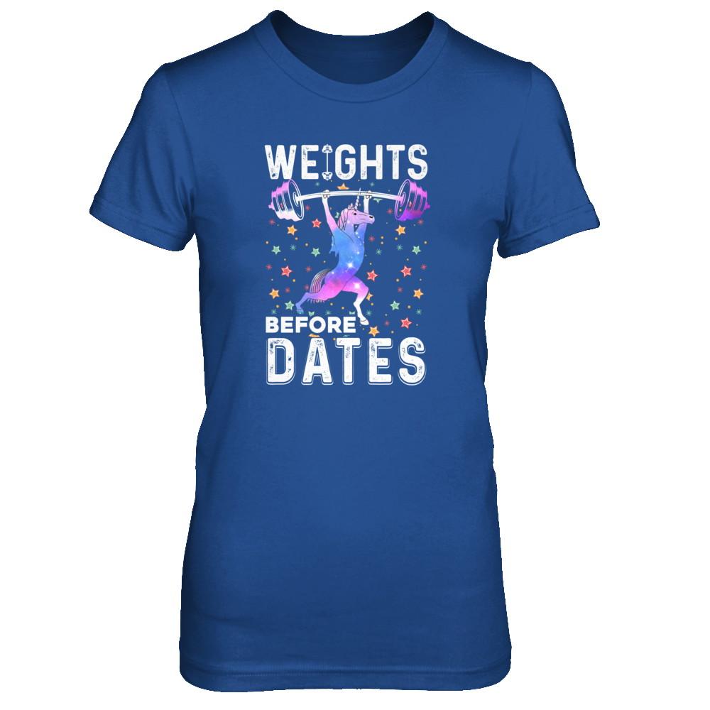 Weights Before Dates Unicorn Gym Weight Lifting-T-Shirt & Tank Top-Women's T-Shirt-Royal