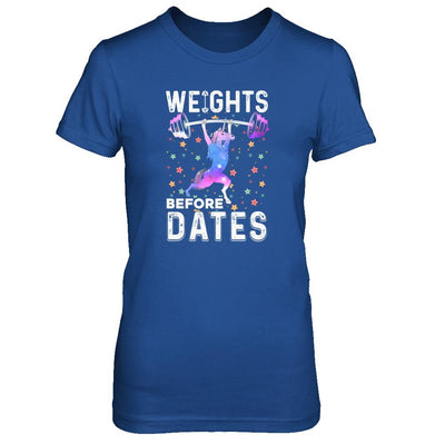 Weights Before Dates Unicorn Gym Weight Lifting-T-Shirt & Tank Top-Women's T-Shirt-Royal