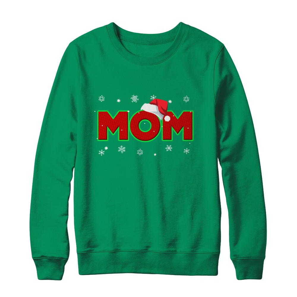 Mom Christmas Santa Ugly Sweater Gift-T-Shirt & Sweatshirt-Crewneck Sweatshirt-Irish Green