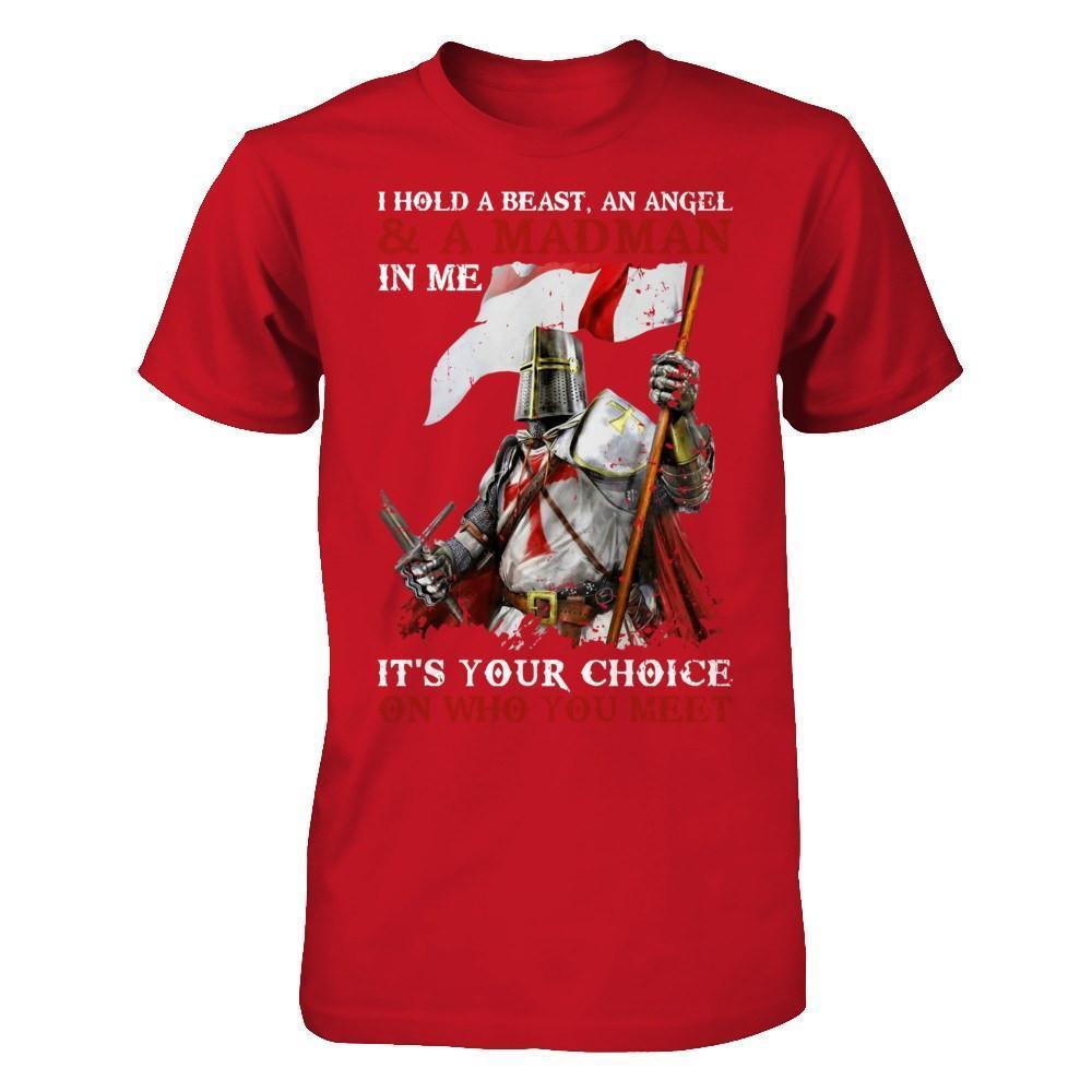 Knight Templar I Hold A Beast An Angel And A Madman In Me-T-Shirt & Hoodie-Classic T-Shirt-Red