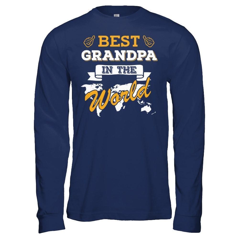 Best Grandpa In The World-T-Shirt & Hoodie-Long Sleeve T-Shirt-Navy