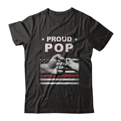Proud Pop Fireman Firefighter Thin Red Line Flag Fathers Day-T-Shirt & Hoodie-Classic T-Shirt-Black
